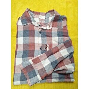 Mens Woolrich Size Medium Red Blue Plaid Button Up Long Sleeve Shirt